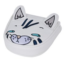 골프 말렛 퍼터 헤드 커버 자수 가죽, 인조 가죽, 하얀색