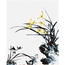 쉬운 diy피포페인팅 사군자 매화 난초 국화 대나무 매란국죽 행복 재물 풍수 수묵화 동양화 색칠하기 선물용 슬기로운 취미생활 집중력향상 스트레스 해소 그림그리기 소품, 사군자그리기도안15, 40*50cm(액자프레임포함)