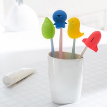 달자샵 1+1 위생적 실리콘 칫솔캡 귀여운 캐릭터 칫솔머리 커버 마개, 파란, 1Pcs+1Pcs