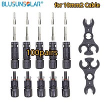 태양광 커넥터 케이블 암수 연결용 솔리드 터미널 100 쌍/로트 dc TUV IP68 2/8AWG, 01 100Pair 1 Spanner