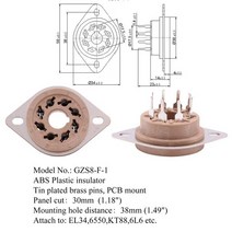 PCB 섀시 마운트 플라스틱 8 핀 Octal 진공관 소켓 베이스 EL34 EL37 GZ32 GZ34 KT66 KT88 5U4G 5881A 6B4G 벨트 스타일, [01] GZS8-F-1, GZS8-F-1