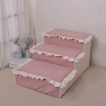 강아지 계단 펫스텝 침대계단 애완 동물 럭셔리 디럭스 사다리 작은 개 고양이 램프, [01] 3Steps 65x40x30cm, [15] Floral Coral
