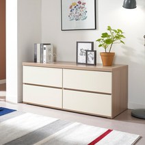 [데코라인] 리베 속깊은 2단 와이드서랍장, 네추럴아이보리