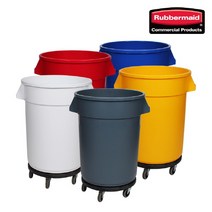 RB-39052Whi75 브루트+돌리 세트 75L 흰색 기본형 대형 플라스틱통 휴지통 사료통 식자재 물통 다용도 통