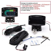 스피드건 타코메타 속도 측정기 5 in 1 12v 자동차 lcd 전자 + 오일 압력 게이지 + 볼트 전압계 + 수온 게이지 + 센서가있는 연료 게이지, 5 in 1 게이지