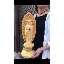 부처님 편백나무 목각 십이지 좌불 조각 석가모니 불교용품, 43cm높이보통조각