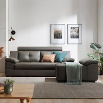 동서가구 스카온 구스다운 라텍스 천연가죽 3인용 소파+팔걸이스툴 DF638963, 네이비