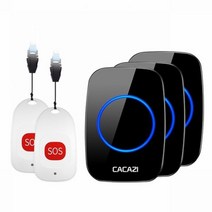 호출벨 무선호출벨 식당호출벨 가정용 테이블 CACAZI-스마트 홈 무선 호출기 초인종 노인 환자 비상 경보 80m 원격 통화 벨 SOS 버튼 미국 EU 영국 플러그 수신기, CHINA, 2 sos 3 receiver, UK