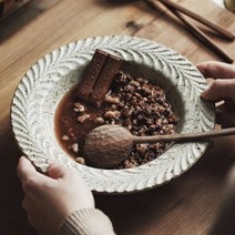 빈티지 그릇 엔틱 브런치 접시, 브라운, 1개