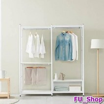 ForU57 스틸 시스템행거 2단기본형 1단오픈형 세트 수납행거 철제행거 행거 행거장, 블랙