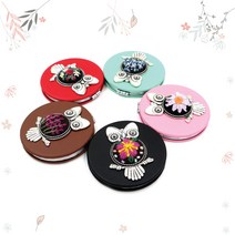 후야몰/대량구매 마카롱 양면 손거울-부엉이 5개세트 공방 수업용 반제품 프랑스자수 퀼트, 마카롱양면손거울부엉이5개세트-핑크