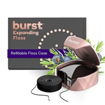 BURST 리필 가능한 치실 디스펜서 세트 주니퍼 베리 아로마 차콜 코팅 확장 얼룩 흡수 우븐 로즈 골드 케이스 32야드 USA 미국, Juniper Berry in Rose Gold Cas