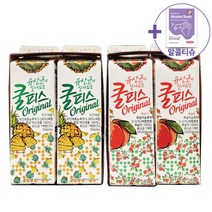 오리지널 쿨피스 930ml x 4입 (파인애플 2개입+복숭아 2개입) [아이스박스] + 더메이런 알콜티슈