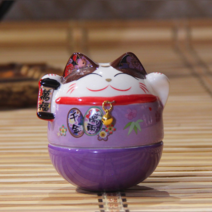 cisanny 고양이 테이블 상판 장식품 오뚝이 부잣집 고양이 도자기, H, 6*6*7.5cm