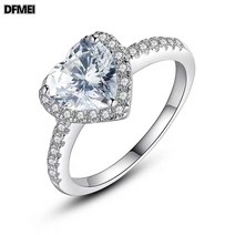 DFMEI 다이아몬드 반지 오픈 링 여성 웨딩 반지 큐빅 반지