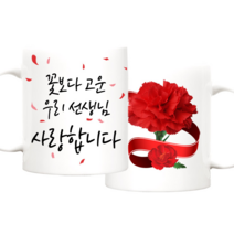 TBL 꽃보다고운 카네이션 머그컵 주문제작 어버이날 스승의날 선물, 우리선생님_꽃보다고운 머그+손잡이 선물박스, 1개