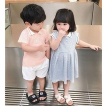 [당일발송] 주니유니 아동 카라단가라남매룩 남매세트 여름세트 자매세트 아동복