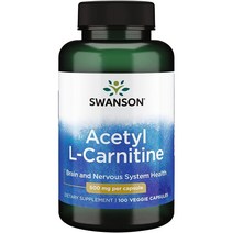 스완슨 Acetyl L Carnitine 아세틸 엘카르니틴 500mg L카르니틴 아미노산, 아세틸 엘카르니틴 L카르니틴 100캡슐, 1개, 100개