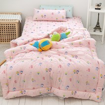 시은데코 뽀로로이불 트리 순면 키즈이불 패드세트 (차렵이불+슈퍼싱글패드+베개커버+솜), 핑크