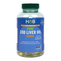 홀랜드앤바랫 퓨어 대구간 오일 1000mg 120캡슐 Holland & Barrett Pure Cod Liver Oil, 1팩