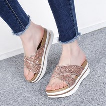 코나블루 여성용 글리터 통굽 사무실 슬리퍼 5.3cm DT1110