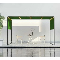 파고라 펜션 평상 옥상 베이스 야외테라스 조립식, 카키 3x3(국산 원단) 화이트 프레임