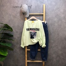 라임브릿지 매거진 크롭 라운드 맨투맨