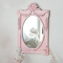 쉐비 빈티지 스타일 거울 화장대 벽장식 인테리어 대형거울 원형거울, 올드핑크
