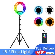 LED 조명 유투브조명 촬영조명 GVM Ring18 50W 18 quotSelfie 링 라이트 바이 컬러 및 RGB 스튜디오 램프 전화 TikTok Youtube 메이크업 비디오, 02 EU