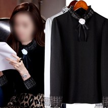 하얀비 로맨틱 레이어드 정장티/프릴블라우스/펄체크 카라 프릴블라우스/폴라티셔츠/데일리 오피스룩
