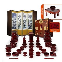 남원 춘향골 남영공예 오리목 복제기+제기함(증정-퇴주그릇)+추사산수화6폭병풍, 3box, 남원 춘향골 남영공예 오리목 복제기 47+오동함(증정-향로상+퇴주그릇)+추사산수화6폭병풍