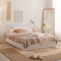 [데코라인] 에이리 수납형 퀸 침대 프레임 Q, 색상:화이트