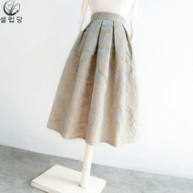 셀럽당 여성용 미디엄 벌룬스커트 자카드 스커트 A라인 스커트 주름스커트