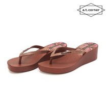 앳코너 슈즈 브라운일러스트통굽플립플랍