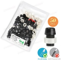 3mm 5mm LED 홀더 소켓 클립 베젤 발광 다이오드 램프베이스 커버 금속 크롬 플라스틱 디스플레이 마운트 패널 Blub 컵 케이스, [03] 5mm Plastic x50pcs A
