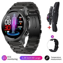 Cardica 혈당 스마트 워치 남성 여성 혈압 레이저 감지 피트니스 트래커 방수 smartwatch + 가슴 패치, 스틸 ECG 밴드_스마트 건강 시계