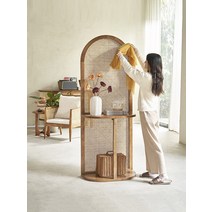 아치형가벽 이동식 라탄 거실 주방 보조선반, 2단 - 로그