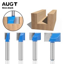 AUGT 8mm 샹크 커터 청소 하단 조각 비트 솔리드 우드 초경 라우터 비트 목공 도구 CNC 밀링 커터 엔드 밀|밀링 커터|, 1개