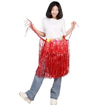 훌라스커트 레드 치마 송년회 하와이 응원 소품