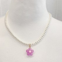 엠제이젬마 파스텔 플라워 5mm 진주목걸이 레이어드 목걸이