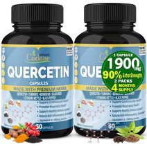 2 Packs Quercetin 1900mg 4개월분 터머릭 베르베린 스팅 쐐기풀 블랙씨드 블랙페퍼 함유 60정 2병쎄트, 1 쎄트