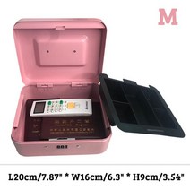 개인비밀금고 미니지문 금속 안전 상자 현금 주최자 휴대용 금전 등록기 돈 서랍 키 암호 귀여운 돼지 저금, 16 m pink