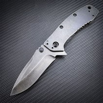 Kershaw 1556 Cryo II 플리퍼 보조 포켓 접이식 칼 3.25 인치 비드 블라스트 플레인 블레이드 스테인레스, 02 stone washing