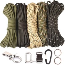 GeGeDa Paracord 550 파라코드 로프 낙하산 코드 카라비너 포함 (블랙 30.5 m)166611