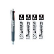 제브라 클립온 멀티 볼펜 0.7mm + 리필심 검정색 0.7mm x 4p 세트, 클리어, 1세트