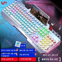 Love Me 갈축키보드 커스텀키보드 게이밍키보드 기계식 키보드 마우스 세트 헤드셋 3종 세트 녹색 축 유선 컴퓨터 게임 전용, 메탈릭 실버 - 믹스드 라이트(펑크 버전), 단일 키보드