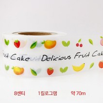 케이크띠 무스 투명 비닐 6cm 8cm 10cm 베이킹 띠지 케잌 데코 생일 크리스마스, 레드 다채로운 과일 테두리, 1개