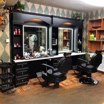 경대 바버샵 빈티지 미용실거울 복고풍, C