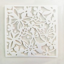 69pcs 40x40cm diy 나비 새 꽃 교수형 화면 파티션 분할기 패널 룸 커튼 홈 장식, 하얀, 9개