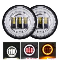 할리 데이비슨 안개등 투어링 로드 킹 스트리트 글라이드 스페셜 팻 보이 용 7 인치 LED 헤드라이트 빔 DRL 헤일로 앵글 즈 4.5, 4.5inch foglight 2